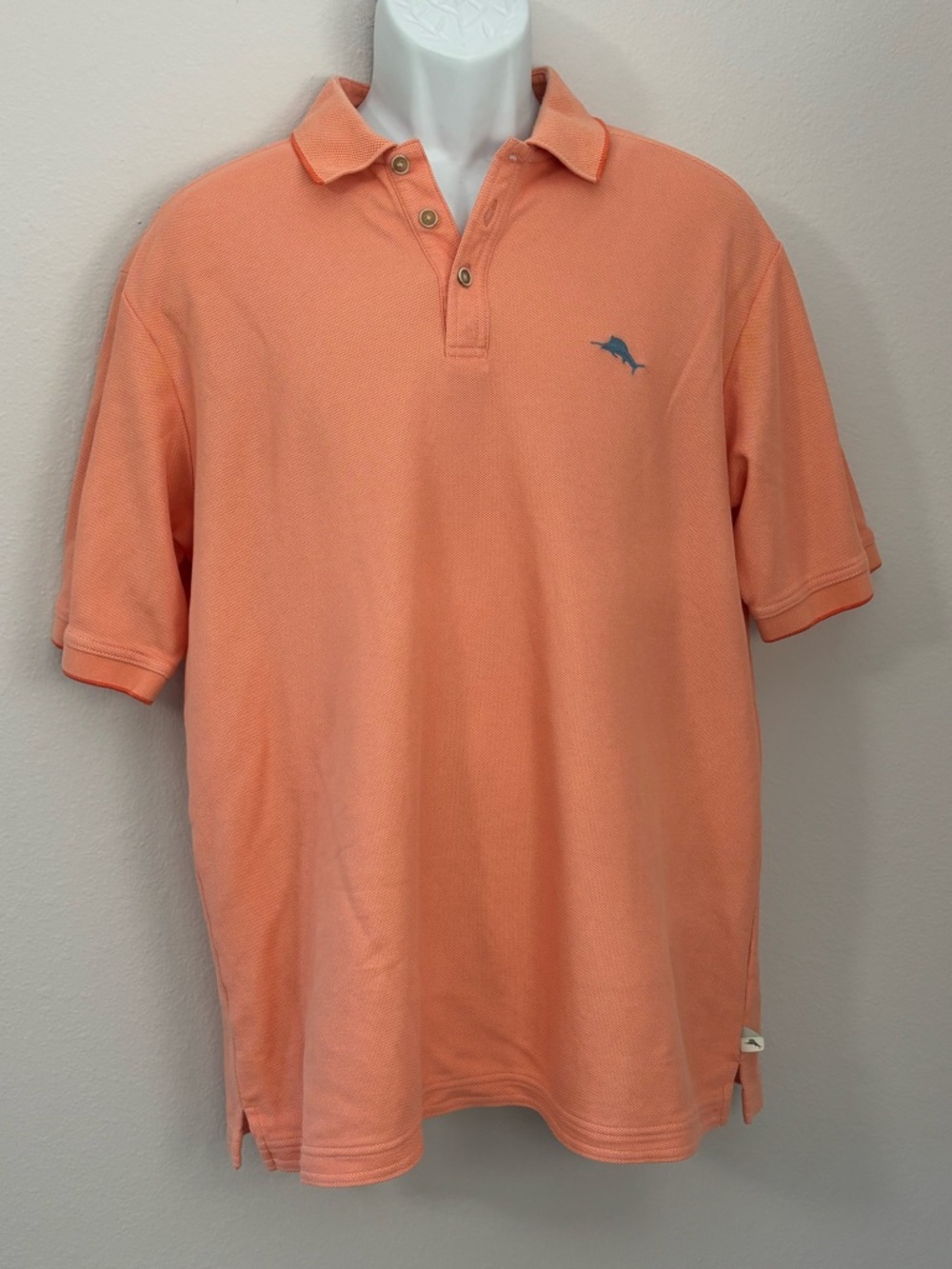 TOMMY BAHAMA Orange/Peach Short Sleeve 100% Cotton Polo Shirt Size L